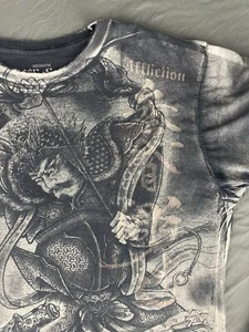 Affliction X Horiyoshi III Layered Long Sleeve Shirt Mens Medium Japanese Tattoo - Picture 1 of 8