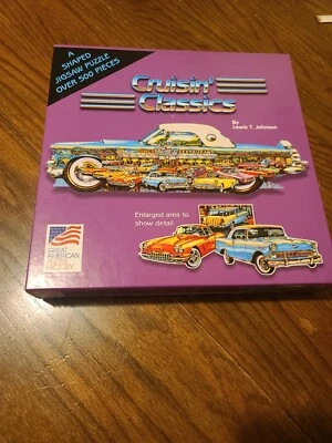 CRUISIN' CLASSICS Car Shaped Jigsaw Puzzle by Lewis Johnson 500 Piece  - Image 1 of 3