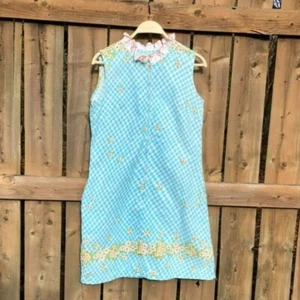 Vintage 60's Dress Plaid Daisy Pattern Handmade - Picture 1 of 6