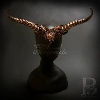 Horn Headband Halloween Masquerade Mask Rose Gold Copper M39558 - Image 1 of 4