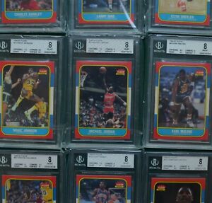 1986 Fleer basketball set (132) graded BGS 8 Nm-Mt Michael Jordan rookie card RC