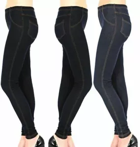 Nuevos Jeggings Leggings Elastizados Denim Look Delgados Damas Mujer Talla Grande 8-26 - Imagen 1 de 5