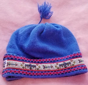 VTG MURRAY MERKLEY Hand Knit WOOL SKI HAT Youth Adjustable MADE IN CANADA - Picture 1 of 12