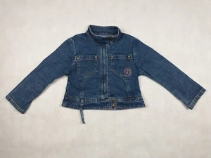 Kenzo Junior Denim Biker Jacket Size 4 Stretch Girls Kids - Picture 1 of 11