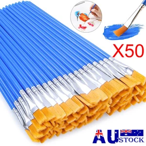 50X Flat Paint Brushes Small Brush for Detail Painting Oil Watercolor Craft Art - Picture 1 of 11