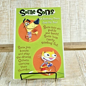 American Greetings Birthday Card 6x8 For Son Cartoon Animals Green Orange Funny - Picture 1 of 12