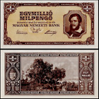 Hungary 1000,000,000,000 Pengo P-128 1946 Trillion Hungarian Unc Note Usa Seller