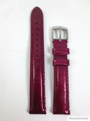 NEW Michele 16mm Berry Red Purple Patent Leather Watch Band MS16AA050649 NWT - Image 1 of 4