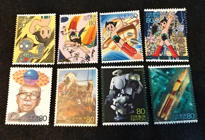 Japan Used Stamps Science, Technology and Animation, Astro Boy Lot of 8 - Image 1 of 4