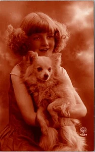 PORTRAIT OF A YOUNG GIRL AND HER ADORABLE DOG - Picture 1 of 2