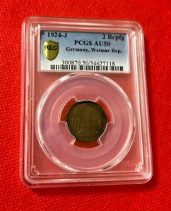 1924 J 2 RCPFG PCGS AU 50 GERMANY WEIMAR REP. - Picture 1 of 2