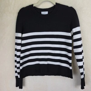 Evereve Womens Striped Sweater Size XS Black White Preppy Cabincore Nautical - Picture 1 of 6