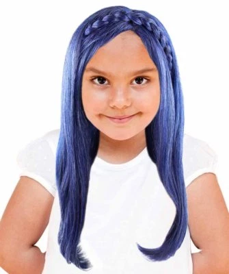 Peluca rizada ondulada Cosplay Descendants2 Evie trenzada azul negro color mezclado HW-1417 Foto 1 de 4