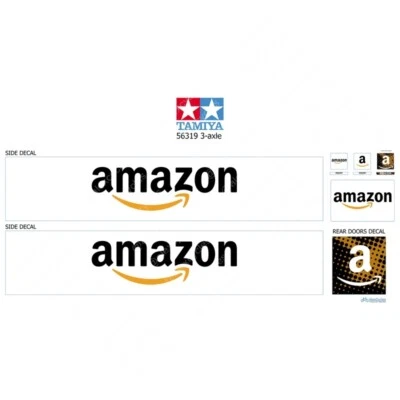 Tamiya 1/14 56302 56319 Reefer Box Amazon Style Trailer Side Decals Stickers Kit - Image 1 of 2