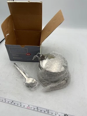 TableCraft Condiment Jar Set Stainless Steel & Glass 6oz Base Lid Spoon Kitchen - Image 1 of 4