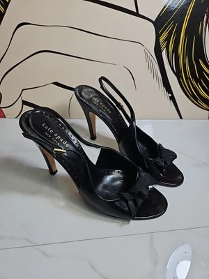 Sandalia Kate Spade New York Cuero Negro 4" Tacones Tirantes 8B Hecha en Italia Foto 1 de 4