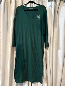 VICTORIA'S SECRET Lentejuelas VS Algodón Manga Larga Midi Camisa para Dormir Verde Talla Med/L - Imagen 1 de 9