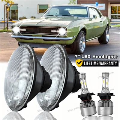 Par de faros LED de 7" para Chevrolet Camaro Z28 SS RS 1967 1968 1969 1970 1971 Foto 1 de 4