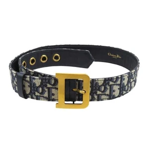 Dior Oblicuo Jacquard D-Hebilla Cinturón 80 Unisex Marfil Azul Marino 【A】 - Imagen 1 de 10
