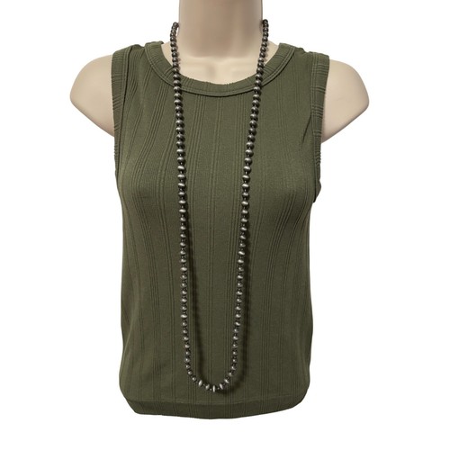 VETEMENTS Collana lunga donna Plunder con perline grigie BOHO graffetta stravagante senza tempo basic