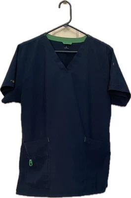 Blusa Médica Carhartt Force Mujer’s Hombre’s Unisex Lg Azul Marino Cuello en V Bolsillos Foto 1 de 4