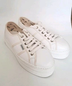 Baskets à lacets plateforme femme Victoria en cuir blanc taille 5 UK 38 EU - Photo 1/11
