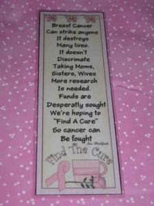 PRIMITIVE BREAST CANCER AWARENESS LAMINATED BOOK MARK - Picture 1 of 2