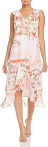 NWT Calvin Klein A-Line MULTI Floral Print High/Low Hem Surplice Neck Dress XL - Picture 1 of 3