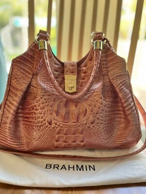 Bolso de Hombro Brahmin Elisa Marquis Rosa Lrg Cuero Bolso de Mano Excelente Estado Usado  Foto 1 de 4