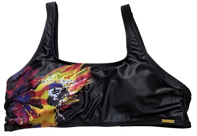 Nicole Miller Parrot Bikini Top Women’s 10 Black Scoop Neck Sequins New - Image 1 of 4