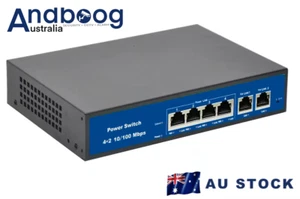 6 Ports 100M PoE+ Switch 4 Ports PoE+(Plus) 802.3af/at 30W 2 Uplink Ethernet - Picture 1 of 4