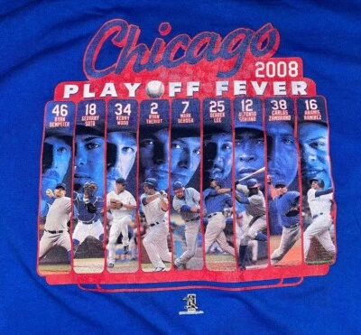 Camiseta De Colección 2008 Chicago Cubs Playoff Fever Azul Para Hombre Grande ENVÍO GRATUITO Foto 1 de 4