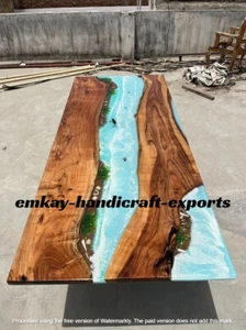 Ocean Epoxy River Dining Table | Walnut Wood Live Edge | Countertop Home Decor - Picture 1 of 3