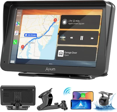 Alxum Wireless Carplay Portable Car Player 7 Inch Android Car Display Screen wit