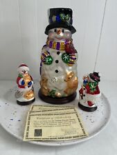 Thomas Pacconi Classics 30 Year Anniversary 3 Blown Glass Snowman Set Christmas 