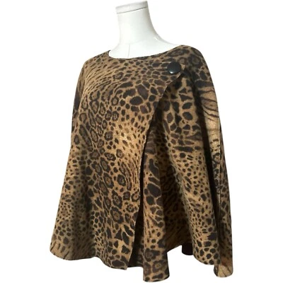 Poncho con capa de lana Jones New York vintage estampado de leopardo talla única 334 Foto 1 de 4