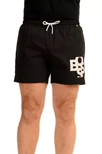 Hugo Boss Men's "Cooper" Black Logo Print Swim Board Shorts US M IT 50 - Picture 1 of 5