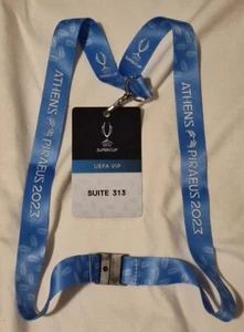 UEFA VIP Pass & Lanyard 2023 Super Cup Final Man City Sevilla (Mint Condition) - Picture 1 of 2