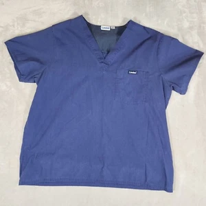 Landau Scrub Top Mens Large Blue Medical Dental Hospital Nurse Doctor Tech - Picture 1 of 9