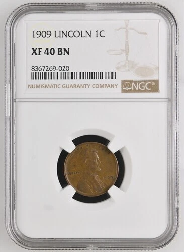 1909 Philadelphia Mint Lincoln Wheat Cent Penny NGC XF 40 Brown - Image 1 of 1