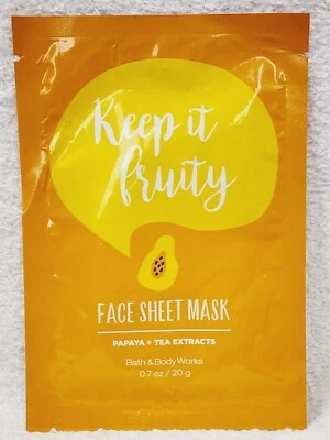Bath Body Works KEEP IT FRUITY Face Sheet Mask Papaya Tea Extracts .7 oz/20g New - Image 1 of 4