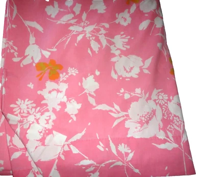 VINTAGE FIELDCREST PINK WHITE BUTTERFLIES ORANGE FLORAL (1) FULL FLAT SHEET - Image 1 of 4
