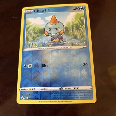 Chewtle 080/264 Swsh08: Fusion Strike Reverse Holo  POKEMON TCG CARD - Image 1 of 3
