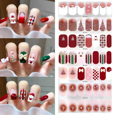 Christmas Nail Art Stickers Self-Adhesive Stylish Nail Wraps Full Cover Sticker  - Image 1 of 4