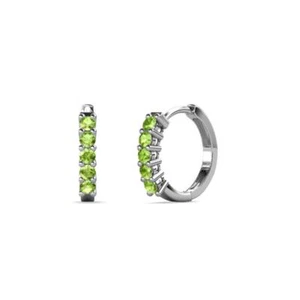 Aricia Petite Peridot Hoop Earrings 3/8 ctw 14K White Gold JP: 70514 - Picture 1 of 3