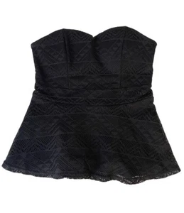 G By Guess size XS Strapless Top Black Peplum Corset Bustier Lace Mesh Y2K - Picture 1 of 6