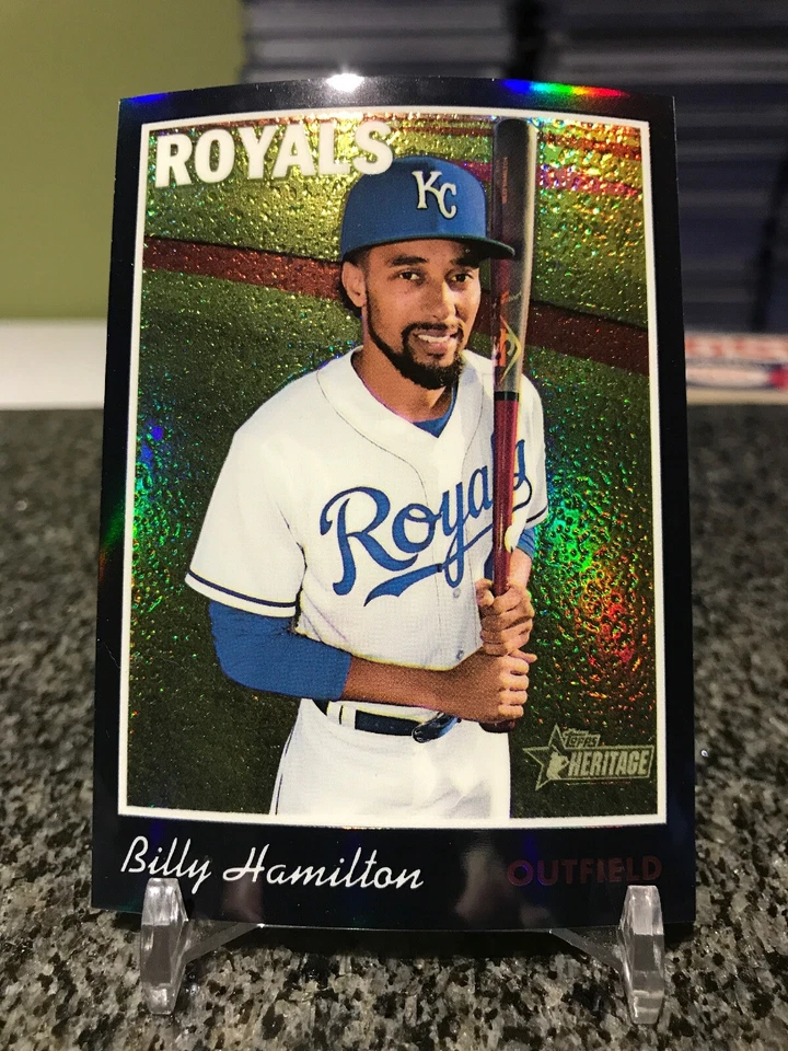 2019 Topps Heritage Chrome No115 Билли Гамильтон редкая черная переливающаяся карточка SSP /70!!! - Изображение 1 из 2