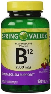 ONLY 1 IN PACK Spring Valley Fast-Dissolve Vitamin B12 2500 Mcg, Metabolism S... - Picture 1 of 4