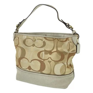 COACH Signature A063-7656 Hobo Shoulder Bag beige canvas/leather - Picture 1 of 10