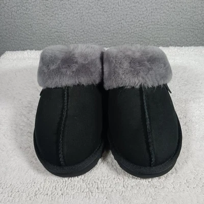 NWOB! Fireside By Dearfoams Suede Shearling Scuff Slippers Womens Size US 8 - Image 1 of 4